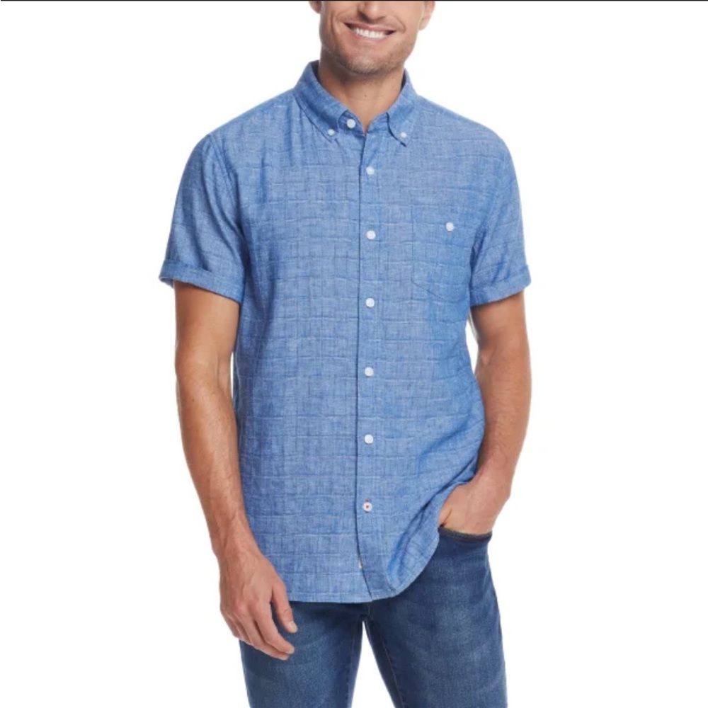 Weatherproof Vintage Shortsleeve Button Down Linen Shirt - Small